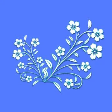 White flowers with blue path on blue background. For design, wallpaper, cover Stock Illustration