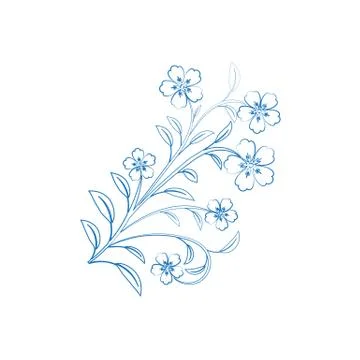 White flowers with blue path Stock Illustration