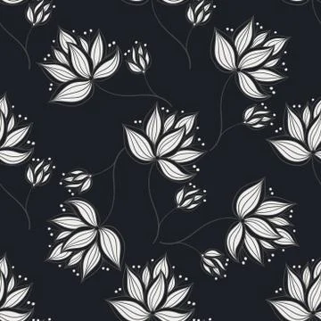 White Flowers On Dark Stock Illustration