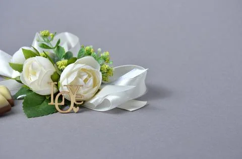 White flowers on a gray background. Stock Photos