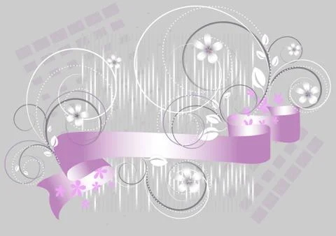 White flowers on a gray flickering background Stock Illustration