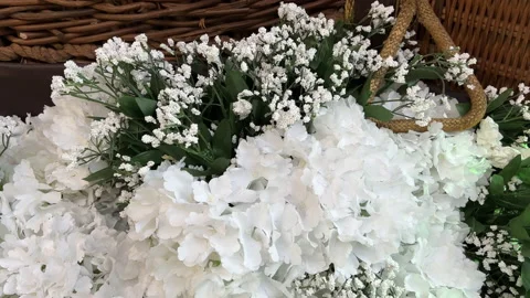 White flowers interior garden Stock Footage 197010617