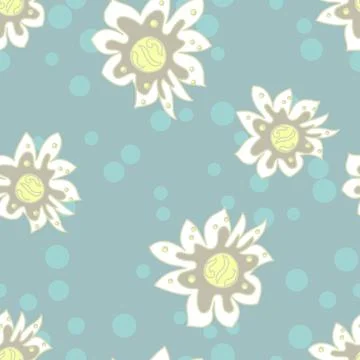 White flowers on pale blue vector seamless pattern Illustrazione stock