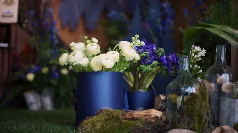 White flowers ranunkulys-2 Stock Footage 84989439