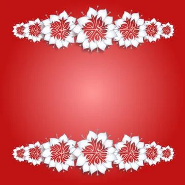 White flowers on red background Illustrazione stock