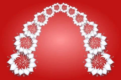White flowers on red background Stock Illustration