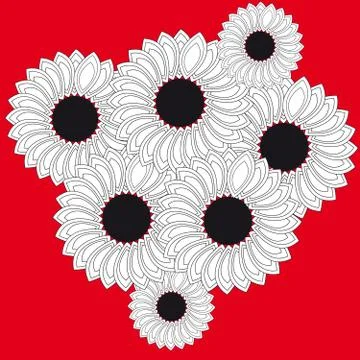 White flowers on  red background Stock Illustration
