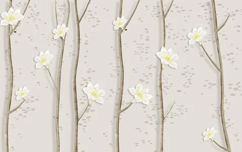 White flowers on tree with abstract background Stock Illustration