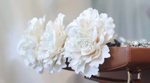 White flowers wedding accessories 스톡 동영상 53840360
