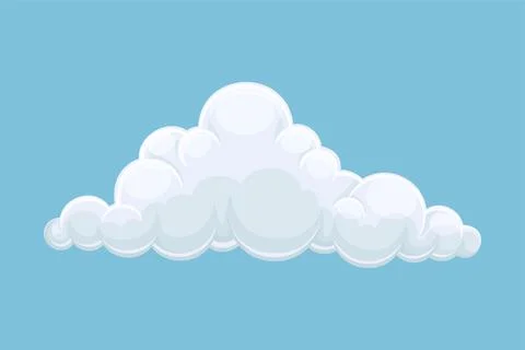 White fluffy abstract cumulus cloud cartoon vector illustration 스톡 일러스트