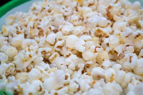 White fluffy close up popcorn texture background Stock Photos