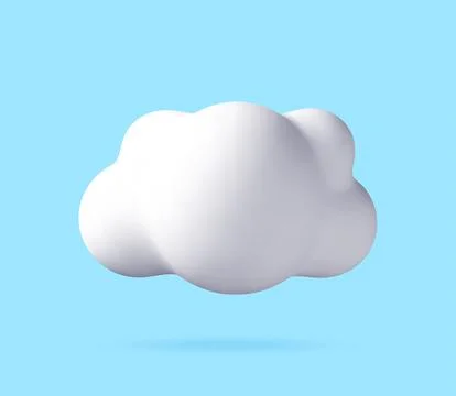 White fluffy cloud 3d illustration on blue 스톡 일러스트