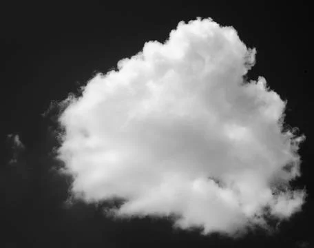 White fluffy cloud isolated over black background Stock Photos