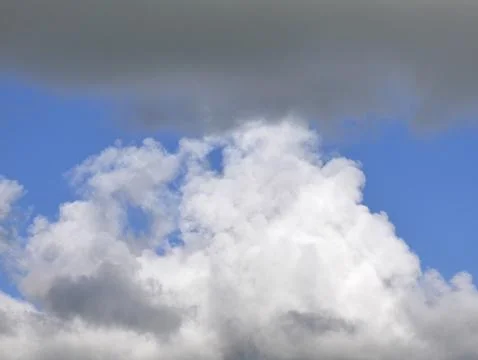 White fluffy cloud over blue sky background, beautiful heaven photo Stock Photos