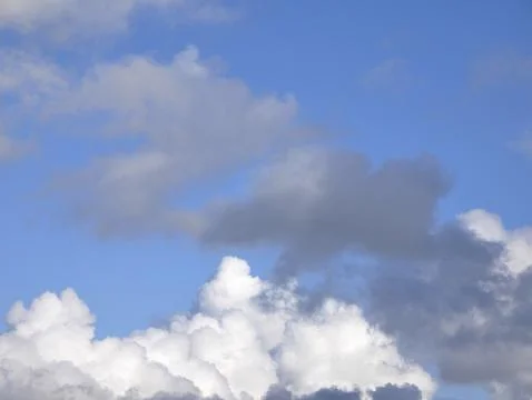 White fluffy cloud over blue sky background, beautiful heaven photo Stock Photos