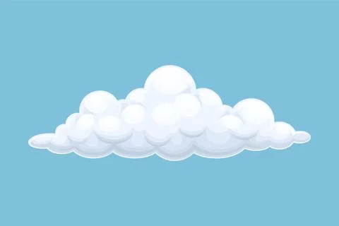 White fluffy cloud. Storage solution, database, networking, meteorology element Illustrazione stock