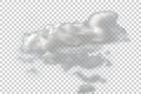 White fluffy cloud on transparent background PNG Foto stock