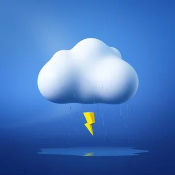 White Fluffy Cloud With Zip and Rain Isolated Over Soft Blue Background. Stock Illustration
