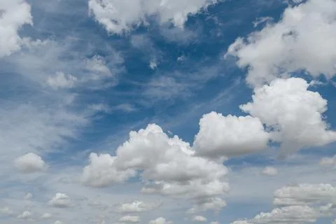 White, Fluffy Clouds In Blue Sky. Background From Clouds Stock Photos