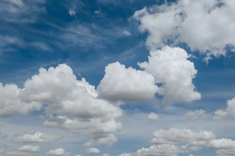 White, Fluffy Clouds In Blue Sky. Background From Clouds Stock Photos