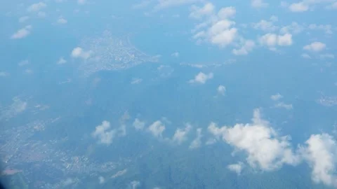 White fluffy clouds floating on the blue sky. Video stock 134122682
