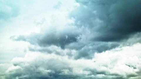 White fluffy clouds floating in sky Stock Footage 76105247