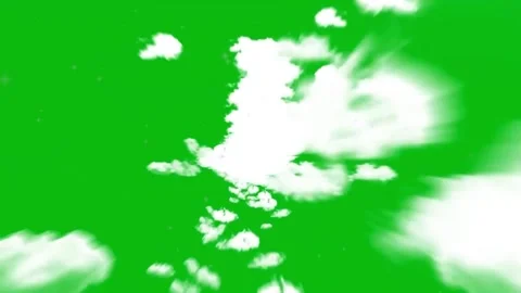 White fluffy clouds on a green screen. Clouds animation moving on green scr.. Stock Footage 307007076