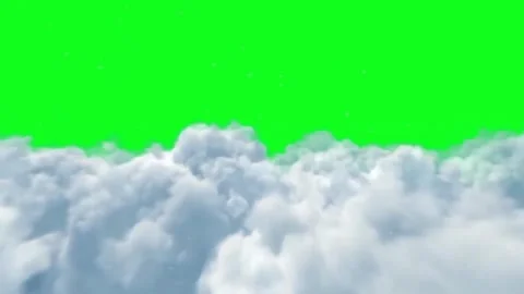 White fluffy clouds on a green screen. Clouds animation moving on green scr.. Video stock 307007146