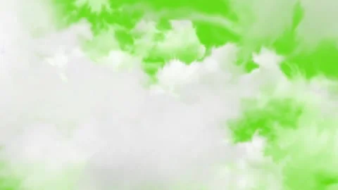 White fluffy clouds on a green screen. Clouds animation moving on green scr.. Video stock 307007156