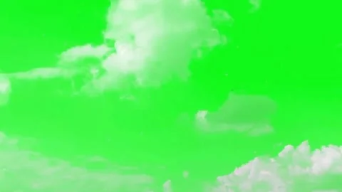 White fluffy clouds on a green screen. Clouds animation moving on green scr.. Stock Footage 307007207