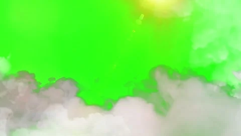 White fluffy clouds moving across a bright green screen background with soft Video stock 338327310