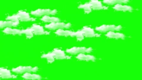 White fluffy clouds moving across green screen Stock Footage 341646616