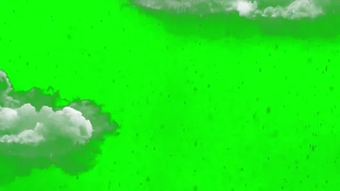 White fluffy clouds moving across a vibrant green screen background for easy Stockbeeldmateriaal 345853224