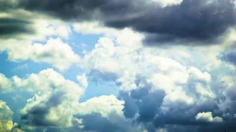 White fluffy clouds in sky Stock Footage 76104033