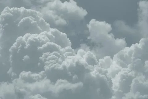 White fluffy clouds on sky. Soft touch feeling like cotton. White puffy cloud Foto stock