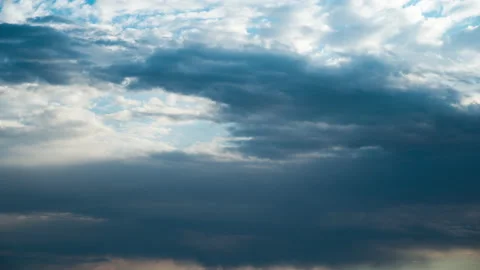 White Fluffy Clouds Slowly Float Through the Blue Daytime Sky Timelapse Stock Footage 197562529