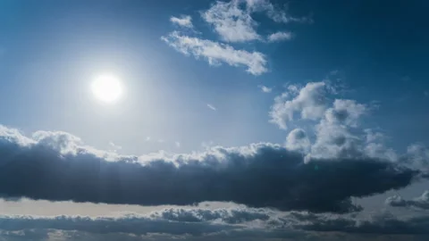 White Fluffy Clouds Slowly Float Through the Blue Daytime Sky Timelapse Stock Footage 236141850