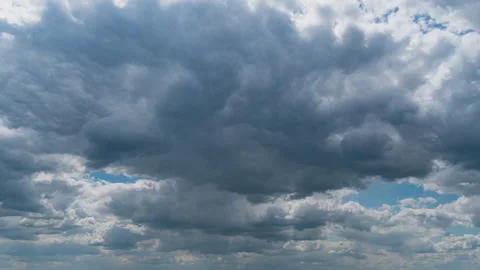 White Fluffy Clouds Slowly Float Through the Blue Daytime Sky Timelapse Stock Footage 243497473