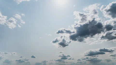 White Fluffy Clouds Slowly Float Through the Blue Daytime Sky Timelapse Video stock 243722243