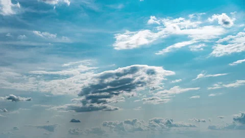 White Fluffy Clouds Slowly Float Through the Blue Daytime Sky Timelapse Stock Footage 244340418