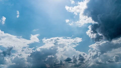 White Fluffy Clouds Slowly Float Through the Blue Daytime Sky Timelapse Stock Footage 245061746