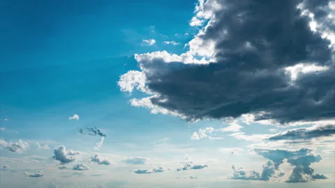 White Fluffy Clouds Slowly Float Through the Blue Daytime Sky Timelapse Stock Footage 248245333
