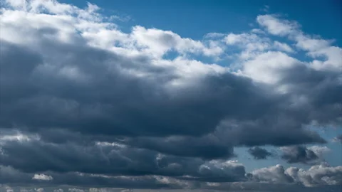 White Fluffy Clouds Slowly Float Through the Blue Daytime Sky Timelapse Stock Footage 263804417