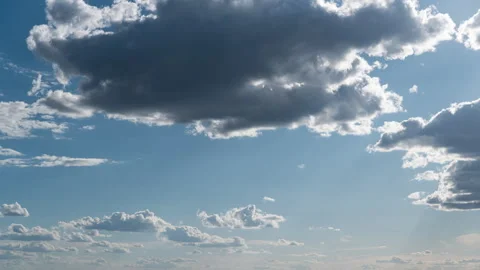 White Fluffy Clouds Slowly Float Through the Blue Daytime Sky Timelapse Stock Footage 271620612