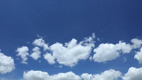 White fluffy clouds slowly moving. Timelapse 動画素材 112059048