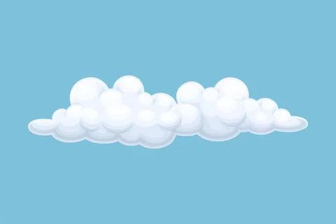 White fluffy cumulus cloud. Database, networking, meteorology element cartoon イラスト素材