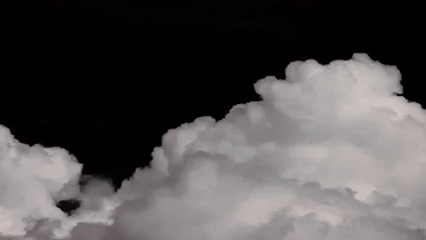 White Fluffy Cumulus Clouds Isolated On Black Background - Alpha Channel 動画素材 133748496