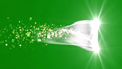 White Flying Fabric with Magic Sparkles on Green Screen Stock Footage 331391680