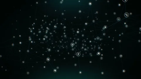 White Flying icons network of the most popular social media Stock-Footage 97174261
