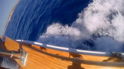 White foam behind the boat. Malta Stock Footage 80630845
